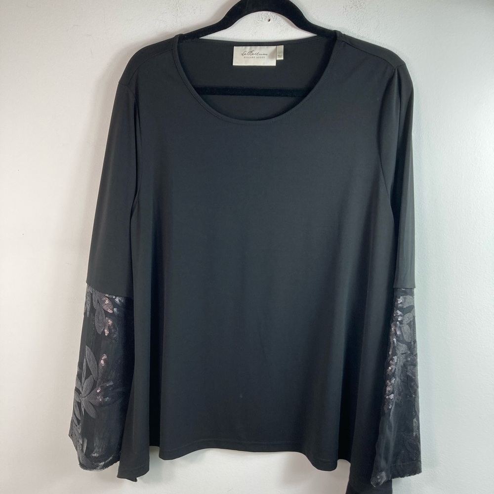 La Bellum Hillary Scott L Black Sequined Blouse